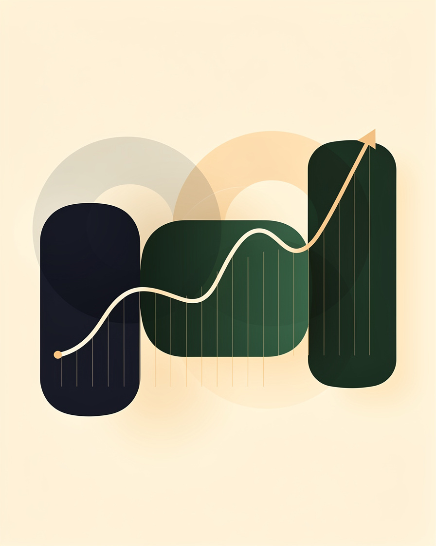 Abstract navy and green geometric illustration representing financial data